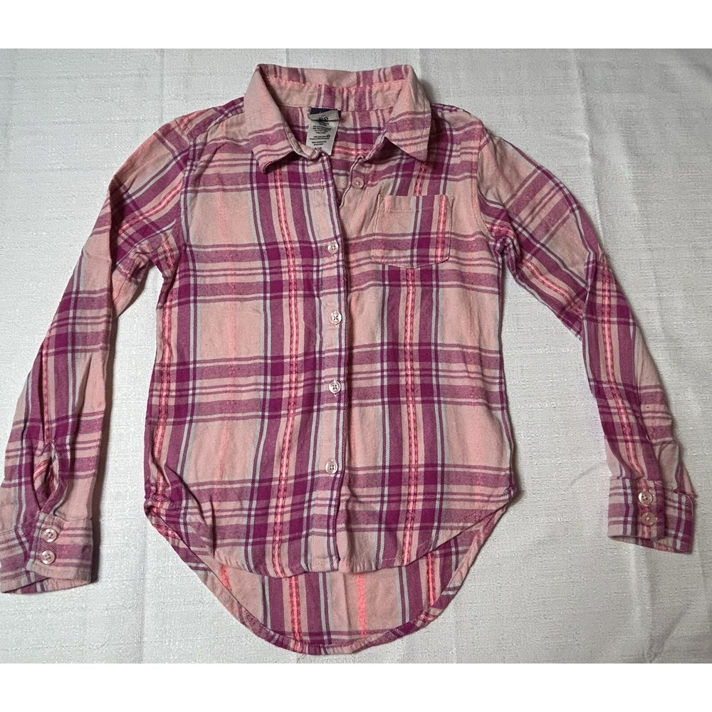 Route 66 Pink Button Up Plaid Shirt Girl's Medium 7/8